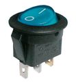 Přepínač kolébkový kulatý prosvětlený 2pol./3pin ON-OFF 250V/6A modrý