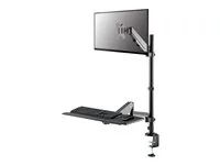 Montážní sada (plně pohyblivé rameno) - pracovní stanice pro sezení a stání - pro LCD displej / PC vybavení - ocel - černá - velikost obrazovky: 17"-32" - upevnění svorkou, průchodka, upevnitelné na stůl
