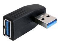 USB adaptér - USB typ A (M) do USB typ A (F) - USB 3.0 - konektor 90° - černá