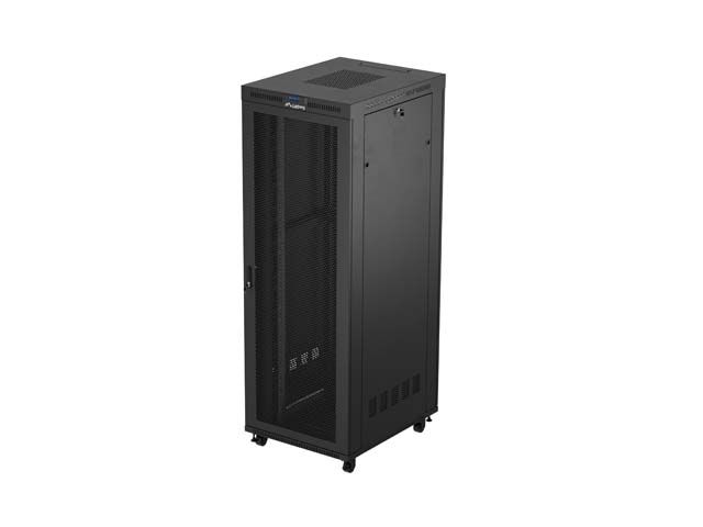 19" Volně stojící racková skříň 47u/800x1000 (flat pack) se síťovými dveřmi lcd černá lanberg V2