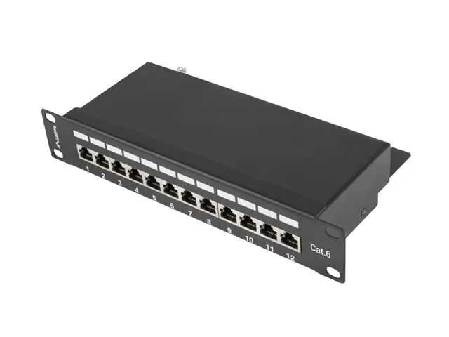 Lanberg patch panel 12PORT 1U 10" CAT.6 ftp stíněný černý