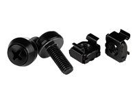 50 Pack - 12mm Rack Screws and Cage Nuts - Black (CABSCREWM6B) - Šrouby a matice pro regál - černá - pro P/N: RACK-18U-20-WALL-OA, RACK-21U-20-WALL-OA, RACK-24U-20-WALL-OA, RK12OD2, RK3236BKF
