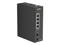 D-Link DIS 100G-06P - Přepínač - průmyslový - neřízený - 4 x 10/100/1000 (PoE) + 2 x gigabitů SFP - lze montovat na konzolu DIN