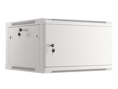 Lanberg racková skříň 19" pro montáž na stěnu 6u/600x600 pro vlastní montáž s kovovými dveřmi šedá