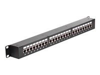 Patch panel with couplers - CAT 6 - STP - RJ-45 X 24 - černá - 1U - 19"