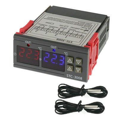 Digitální termostat duální STC-3008 rozsah -55~120°C, 230V AC