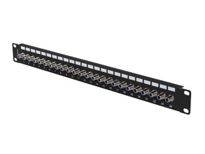 Patch panel 24 portů 1U s konektorem typu f černý lanberg