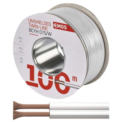 Dvojlinka nestíněná 2x0,75mm bílá EMOS S8271 100m