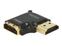 HDMI adaptér - HDMI se zdířkami (female) do HDMI s piny (male) - černá - pravoúhlý konektor, podporuje 4K