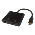 DELTACO Adaptér USB Type C/2x DP, černý