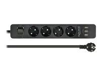 Napájecí pásek - AC 250 V - 4000 Watt - vstup: power CEE 7/7 - výstupní konektory: 4 (3 x USB typ A, 4 x CEE 7/3) - 1.5 m kabel - černá