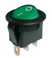 Přepínač kolébkový kulatý pros. 2pol./3pin ON-OFF 250V/6A zelený