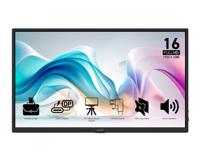 MSI Pro/MP165 E6/15,6"/IPS/FHD/60Hz/4ms/Černá/3R