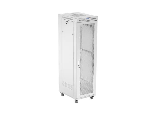 19" Volně stojící racková skříň 42U 600X800 šedá s perforovanými dveřmi lanberg (ploché balení)
