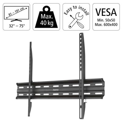 HAMA nástenný držiak TV, 600x400, do 75", 40kg