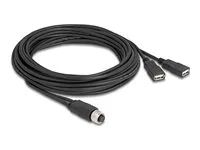 M12 Cable A-coded 8 pin female to 2 x US