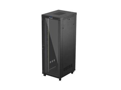 19" Volně stojící racková skříň 47u/800x1000 (flat pack) s prosklenými dveřmi lcd černá lanberg V2
