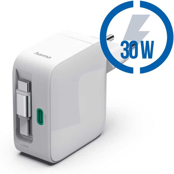 HAMA GaN, Rychlonabíječka, 2x USB-C PD/QC 30W