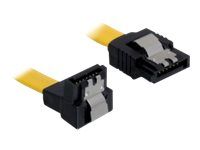 Kabel SATA - Serial ATA 150/300/600 - SATA (F) do SATA (F) - 50 cm - dolů zahnutý konektor, opatřený západkou, přímý konektor - žlutá