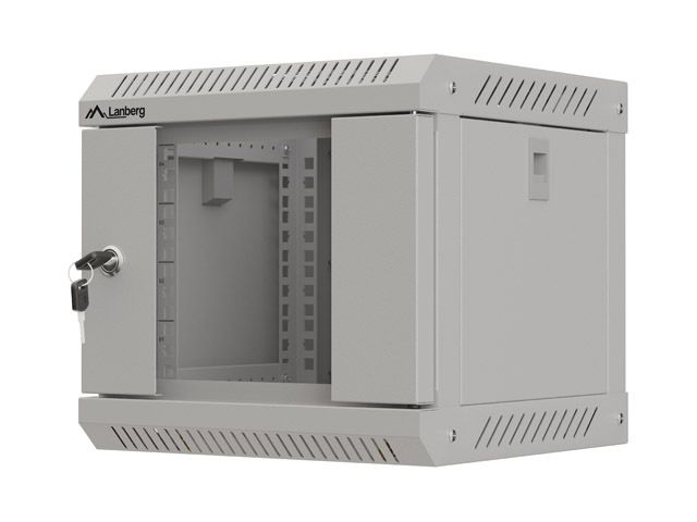 Lanberg racková skříň 10" nástěnná 4u/300x300 (flat pack) s prosklenými dveřmi šedá
