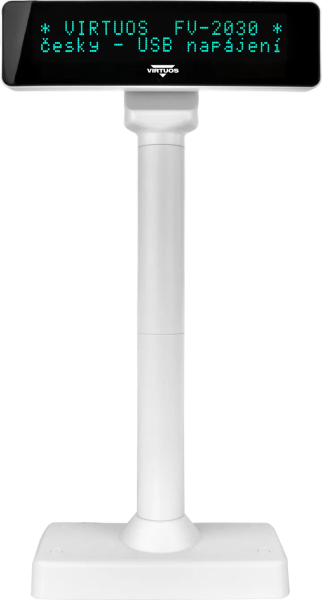 VFD zák.displej FV-2030W 2x20, 9mm,USB, bílý