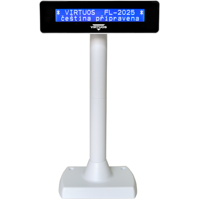 LCD zákaznický displej Virtuos FL-2025MB 2x20, USB bílý