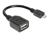 Kabel USB - USB (F) do Micro USB typ B (M) - USB 2.0 OTG - 18 cm - černá