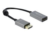 Video adaptér - DisplayPort s piny (male) do HDMI se zdířkami (female) - 20 cm - šedá, černá - podporuje 4K, aktivní