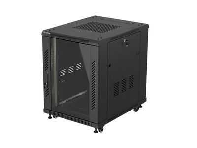 Lanberg instalační rack 19" 15U 600X800 černé skleněné dveře (ploché balení)
