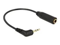 Audio adaptér - stereo mikro jack se zdířkami (female) do mini-phone stereo 3.5 mm s piny (male) - 17 cm - černá - levý úhlový konektor