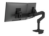 Montážní sada (kloubové rameno, svorka k montáži na stůl, 2 čepy, žerď, držák pro dva monitory, montážní materiál) - pro 2 LCD displeje - nízký profil - matná čerň - velikost obrazovky: až 25" - na stůl