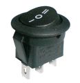 Prepínač kolískový okrúhly 3pol./3pin ON-OFF-ON 250V/6A čierny