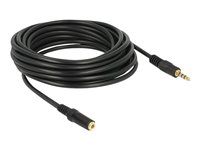 Prodlužovací kabel náhlavní soupravy - 4 pólový mini jack s piny (male) do 4 pólový mini jack se zdířkami (female) - 5 m - černá