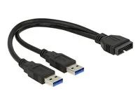 Kabel z USB iinterní na externí - 19 pin USB 3.0 header (M) do USB typ A (M) - 25 cm - černá