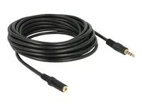 Prodlužovací kabel náhlavní soupravy - 4 pólový mini jack s piny (male) do 4 pólový mini jack se zdířkami (female) - 5 m - černá