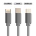 Kabel GETI GCU 04 USB 3v1 stříbrný samonavíjecí