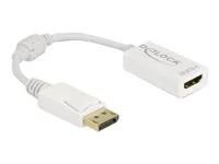 Video adaptér - DisplayPort s piny (male) zamykací do HDMI se zdířkami (female) - 15 cm - bílá - pasivní konvertor, 1080p podpora 60 Hz