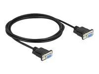 Null modem kabel - DB-9 (F) do DB-9 (F) - 2 m - křídlové šrouby - černá