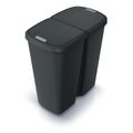 Koš odpadkový COMPACTA Q DUO recyklovaná černá s černým víkem 45l