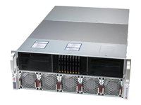 Supermicro GPU SuperServer 422GA-NRT-01-G2 - Server - instalovatelný do racku 4U - 2 x Xeon 6900 Series 6960P / až 3.9 GHz - RAM 1 TB - NVMe - vymenitelný za chodu 2.5" / EDSFF E3.S zásuvka(y) - SSD 2 x 3.84 TB - NVMe, SSD 960 GB - RTX PRO 6000 Blackwell - 10 Gigabit Ethernet - žádný OS - monitor: žádný - cerná prední cást, stríbrná konstrukce