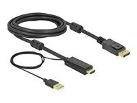 Kabel video/audio - HDMI, USB (pouze napájení) s piny (male) do DisplayPort s piny (male) - 3 m - trojnásobně stíněný - černá - podporuje 4K