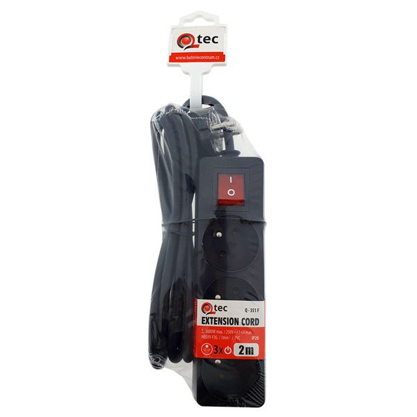 Prodlužovací kabel 3 zásuvky 2m QTEC Q-351F s vypínačem