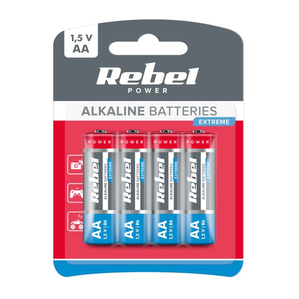 Baterie AA (R6) alkalická REBEL EXTREME Alkaline Power 4BP BAT0097B