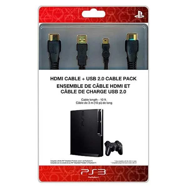 Sony PlayStation 3 sestava HDMI a USB 2.0 kabelů 98090, 3 m, černá