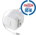 INTENSO W65ACIC GaN, USB-A/C, Nabíječka, 65W, bílá
