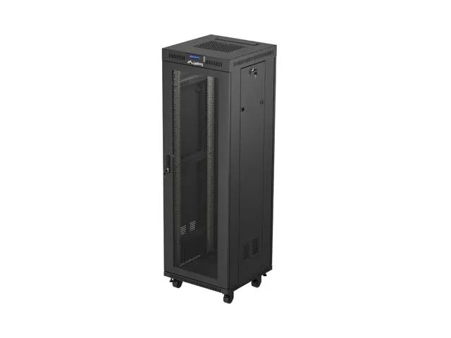 19" Volně stojící racková skříň 37U 600X600 černá lcd s perforovanými dveřmi lanberg (ploché balení)