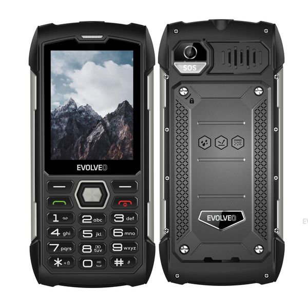 EVOLVEO StrongPhone H1, IP68 odolný Dual SIM telefon, 2,8"LCD, 5000mAh, Powerbanka, černo-stříbrný