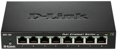 D-Link DES-108 kovový 8-port 10/100 Desktop Switch