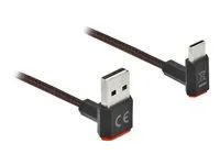 USB kabel - USB (M) zahnutý nahoru/dolů, reverzibilní do 24 pin USB-C (M) zahnutý nahoru/dolů, reverzibilní - 2 m - černá