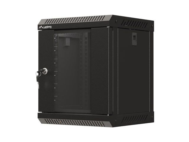 Lanberg racková skříň 10" pro montáž na stěnu 6u/300x300 (flat pack) s prosklenými dveřmi černá